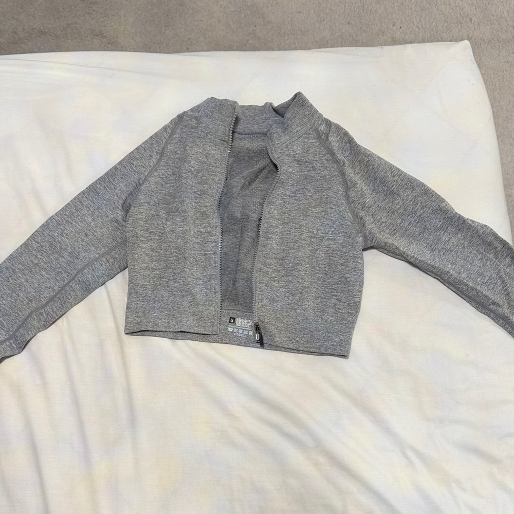 Gray Zip-Up Cropped Jacket